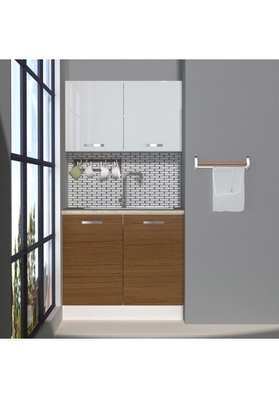 Decoraktiv Mini 90 Mdf Hazır Mutfak Dolabı - Tezgah Dahil - Ceviz Beyaz Beyaz - Ceviz Decoraktiv Mini 90 Mdf Hazır Mutfak Dolabı - Tezgah Dahil - Ceviz Beyaz Beyaz - Ceviz