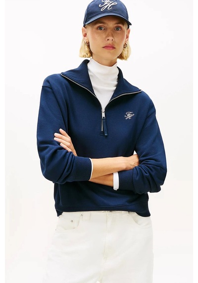 Tommy Hilfiger Kadın Yarım Fermuar Sweatshirt Lacivert
