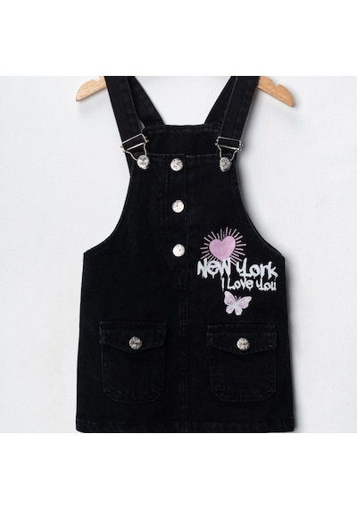 Kız Çocuk 3/7 Yaş Siyah New York Kot Denim Jile Siyah - Siyah