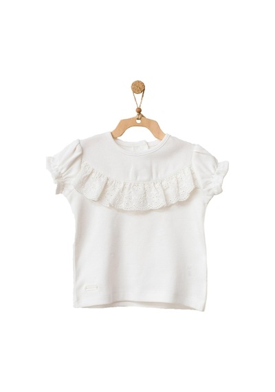 Andywawa Kız Bebek Önden Fırfırlı Detaylı Beyaz Tshirt Ac21753