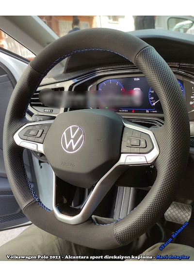 Volkswagen Polo 2020-2023 Araca Özel Direksiyon Kılıfı F1 Olmayan Araçlara Uygundur Siyah