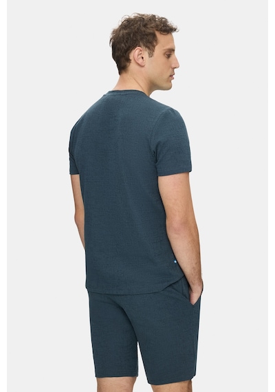 Taylor Lacivert Bisiklet Yaka Krinkıl Hafif Kumaş Metal Logolu Standard Fit Erkek Tshirt Lacivert