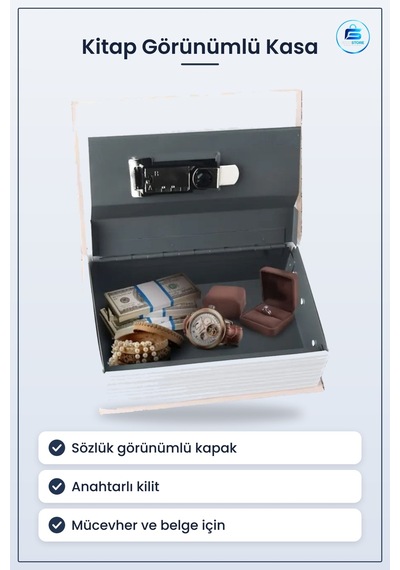 Kitap Görünümlü Metal Gizli Kasa Anahtarlı Kilit Kamuflaj Hediyel