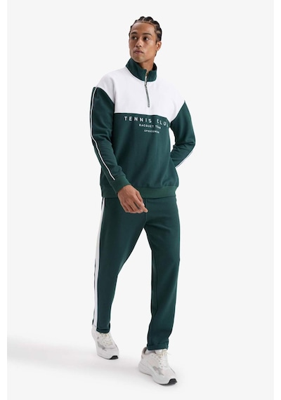 Defacto Defactofit Boxy Fit Dik Yaka Yarım Fermuarlı Baskılı Sporcu Sweatshirt F0198ax25augn536 Yeşil