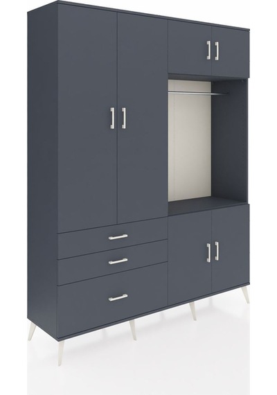 Hyperion Gardrop 7 Raflı 3 Çekmeceli Tek Askılı 176x44x221 Antrasit-antrasit Antrasit Hyperion Gardrop 7 Raflı 3 Çekmeceli Tek Askılı 176x44x221 Antrasit-antrasit Antrasit
