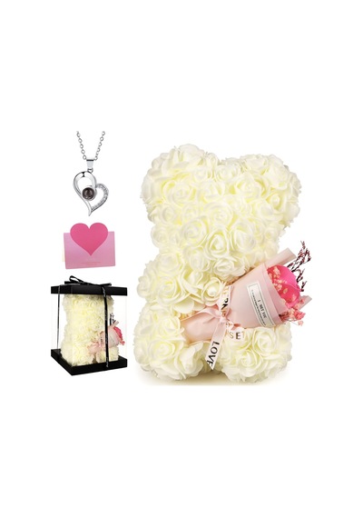 Teddy Rose Kırmızı Beyaz Ayıcık