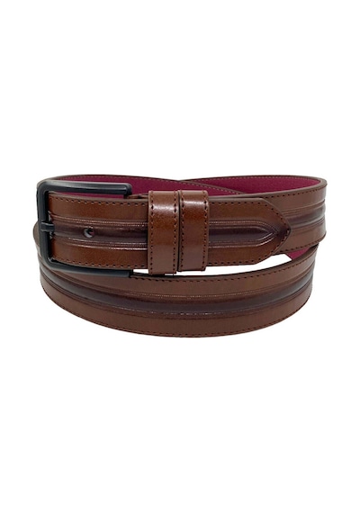 Süzer Deri Kahverengi Suni Deri Ortası Desenli Model 4 Cm.lik Spor Kemer - 9013-52-22rl Kahverengi