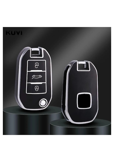 Peugeot 301 307 308 208 508 2008 3008 Partner Anahtar Koruma Kılıfı Siyah Gümüş