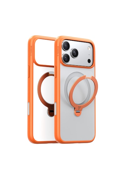 Torras Apple iPhone Uyumlu 17 Pro Max O Stand Spin Serisi Magsafe Kılıf Turuncu