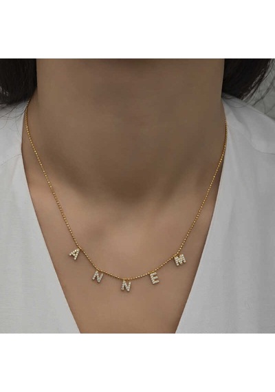 Gümüş Gold Annem Yazılı Kadın Kolye
