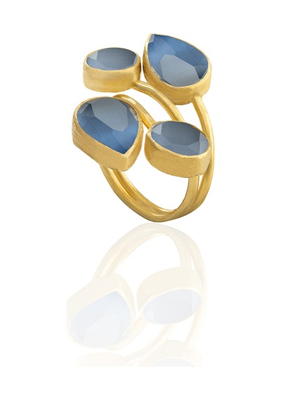Kadir Jewellery 22 Ayar Altın Kaplama Zirkon Taşlı Kadın Vintage Yüzük Mavi 29589220