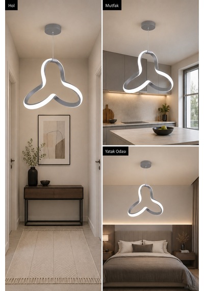 Cevina Led Sarkıt Avize Beyaz Işık Gri
