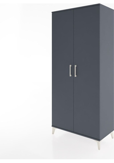Hyperion Dolap 3 Raflı 2 Kapaklı Tek Askılı 88x44x195 Antrasit-antrasit Antrasit