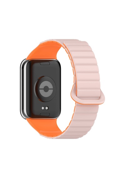 Xiaomi Redmi Watch 4 Silikon Kordon Zore Krd-105 Strap Kayış-pembe-turuncu