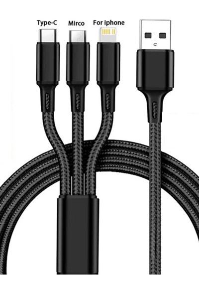 Samsung J4 / J4+ Plus / J6 / J6+ Plus Uyumlu Şarj Kablosu Micro Usb 3 İn 1 -