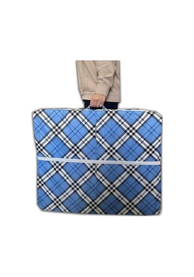 Katlanır Yer Yatağı Ve Tek Kişilik Sünger Katlanır Minder Yatak 70x180 Cm 6 Cm-mavi Ekose