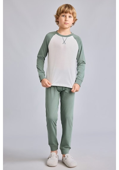 Defacto %100 Pamuk Bisiklet Yaka Reglan Uzun Kollu Üst Lastik Paça Alt 2li Pijama Takımı Erkek Çocuk I1443a826aukh458 Haki-kh458 Defacto %100 Pamuk Bisiklet Yaka Reglan Uzun Kollu Üst Lastik Paça Alt 2li Pijama Takımı Erkek Çocuk I1443a826aukh458 Haki-kh458