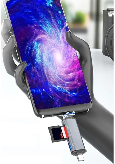 Ads-307 Çoklu Çevirici 3 In 1 Usb + Micro Usb + Type-c Otg Kart Okuyucu