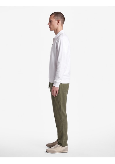 Koton Beli Bağcıklı Düğmeli Cepli Regular Fit Pamuklu Chino Müslin Pantolon Haki 7wam40045hw