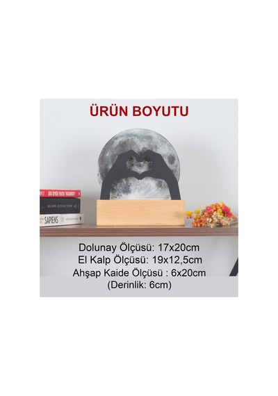 Led Işıklı Pleksi Dolunay Kişiselleştirilebilir Dekoratif Biblo Holly Kalp Anahtar Askılığı Gri - 737348111 Gri