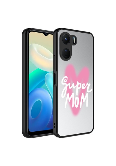 Vivo Y16 Kılıf Aynalı Desenli Kamera Korumalı Parlak Mirror Kapak - Süper An Süper Anne Süper Anne