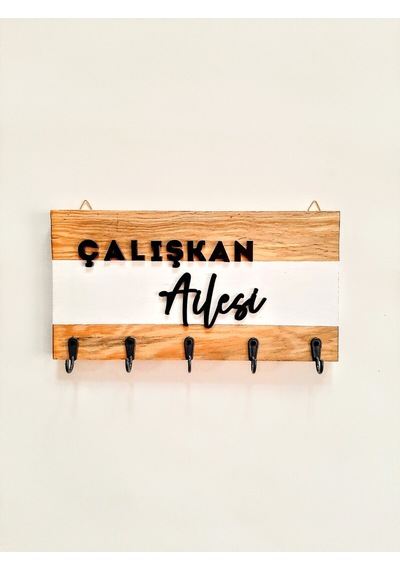 Psacraft Masif Ahşap Anahtar Askısı İsme Özel 26 X 13 Cm Kahverengi