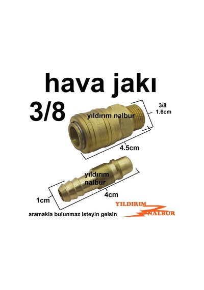 Hava Jakı 3/8 Prinç Soketli Komprasör Hortum Aparatı Jak Sarı