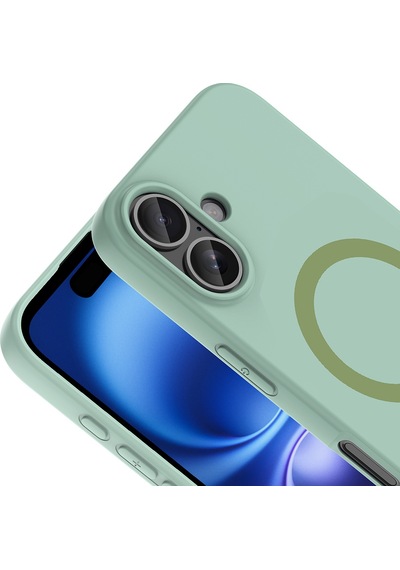 Maks Technology iPhone Uyumlu 16 Kılıf M-safe Şarj Özellikli Mkst Aris Silikon Kapak - Turkuaz