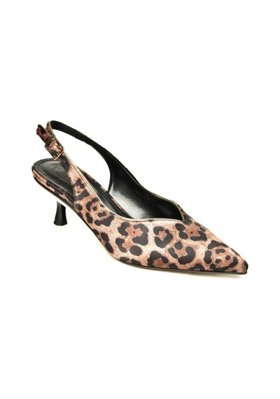 Fox Shoes U820503304 Leopar Kumaş Alçak Topuklu Kadın Ayakkabı Kahverengi