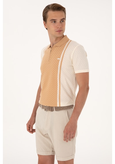 U.S. Polo Assn. Erkek Regular Fit Ekru Polo Yaka Fermuarlı Tişört 50300814-VR019