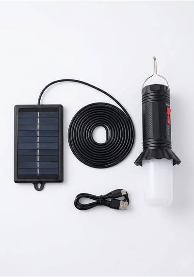 Ayrex Solar Panelli Şarj Edilebilir Kamp Feneri - Askı Aparatlı Güçlü Led El Feneri