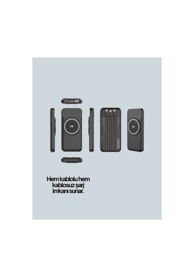 Çoklu Cihaz Uyumu İle Kablolu Ve Kablosuz Şarj Pratik Powerbank - Hs08377814-8266 Renkli Renkli