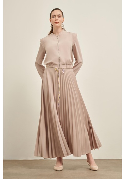 FTZ Women Ftz Plise Etekli Takım Beige 31024 Beige Bej