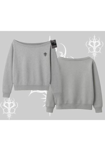 Startmore Beyaz Kayık Yaka Sweatshirt Özel Logolu Gri