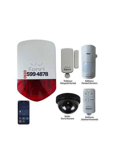 Fonri Smart WİFİ Ekonomik Kablosuz Akıllı Hırsız Alarm Sistemi 1G