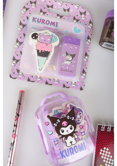 X Dekomus Lisanslı Kuromi & Best Friends 15 Parça Kırtasiye Seti 2 Adet Defter,çıtçıt Dosya Altın