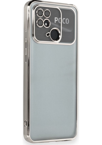 Xiaomi Redmi 10c Uyumlu Kılıf Lensli Silikon - Gümüş