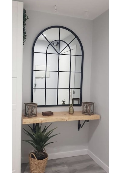 Pencere Model Ayna Duvar Aynası Salon Aynası Dressuar Aynası 103cm X 70 Cm Siyah