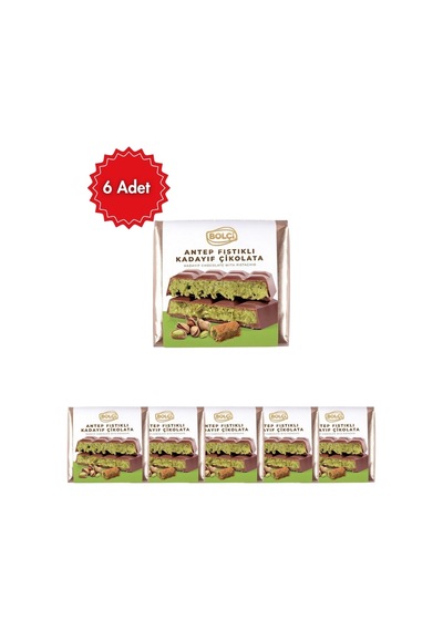 Bolçi Antep Fıstıklı Dubai Çikolatası 100 Gr 6 Lı Avantaj Paketi Çıtır Kadayıflı