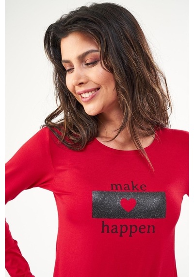 Pjs 22422 Kadın Baskılı O Yaka Pijama Takım