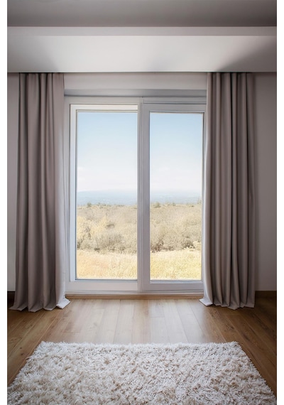 Lunet 140x270 Cm 2 Adet Blackout Fon Perde Gri