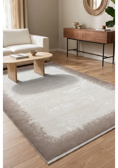 Hoom Rugs Vizyon 3505 Krem Kahverengi Çerçeveli Akrilik Halı Krem - Kahverengi