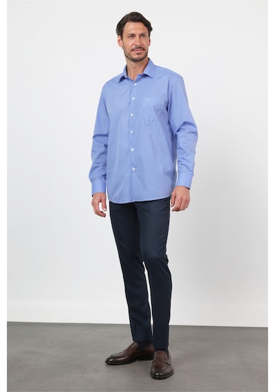 İmza Mavi Klasik Yaka Uzun Kol Cepli Comfort Fit Basic Pamuklu Gömlek 1004255002 Açık Mavi