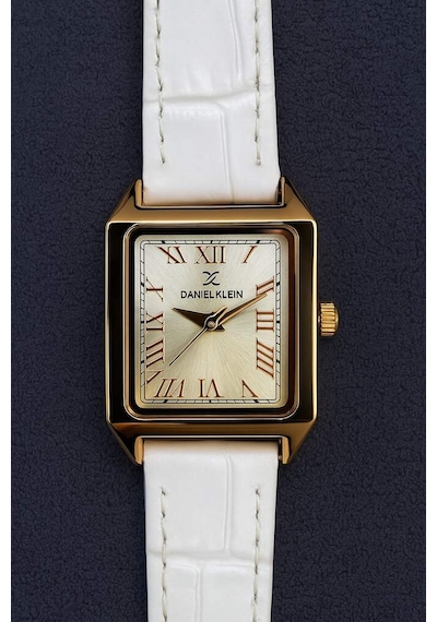 Dkf.2315a Yeni Trend Rose Gold Renk Kasa Beyaz Deri Kayışlı Köşeli Kadın Kol Saati Altın