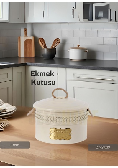 Ekmek Sepeti Metal Ekmeklik Krem 27x27x19 Cm Krem