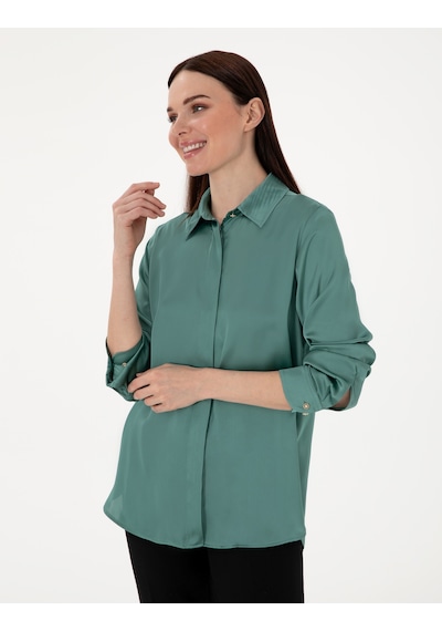 Pierre Cardin Kadın Yeşil Gömlek Desenli 50301090-vr054 Yeşil