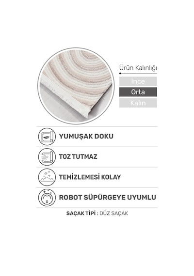 Volora Halı Koleksiyonu Yumuşak Dokulu, Modern İnce Form, Tozumaz Ve Kolay Temizlenebilir Krem - Bej
