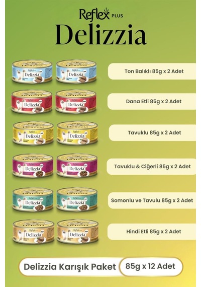 Reflex Plus Delizzia / Sos İçinde Parça Etli Karışık Yetişkin Kedi Maması 85g X 12 Adet