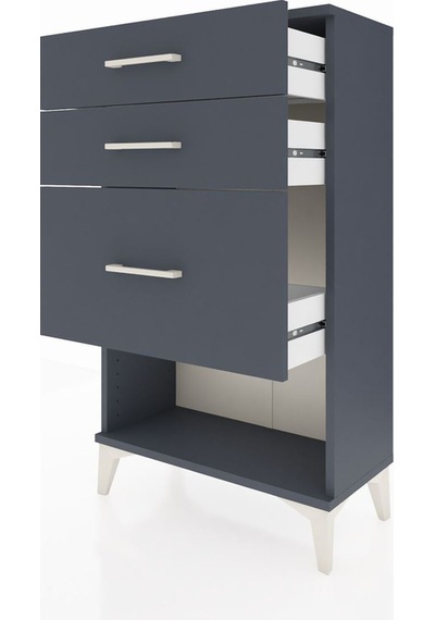 Arges Komodin 3 Çekmeceli 60x30x106 Antrasit-antrasit Antrasit