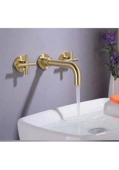Banyo Lavabo Bataryası Ankastre Mat Altın 3'lü Set